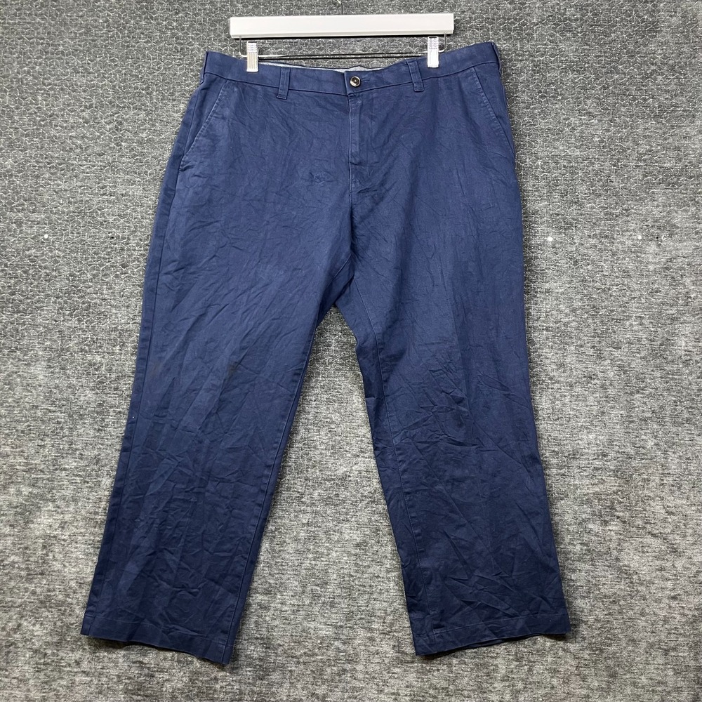 Haggar Chino Pants Men 38X29 Navy Blue Good Stretch Classic Fit Flat Front